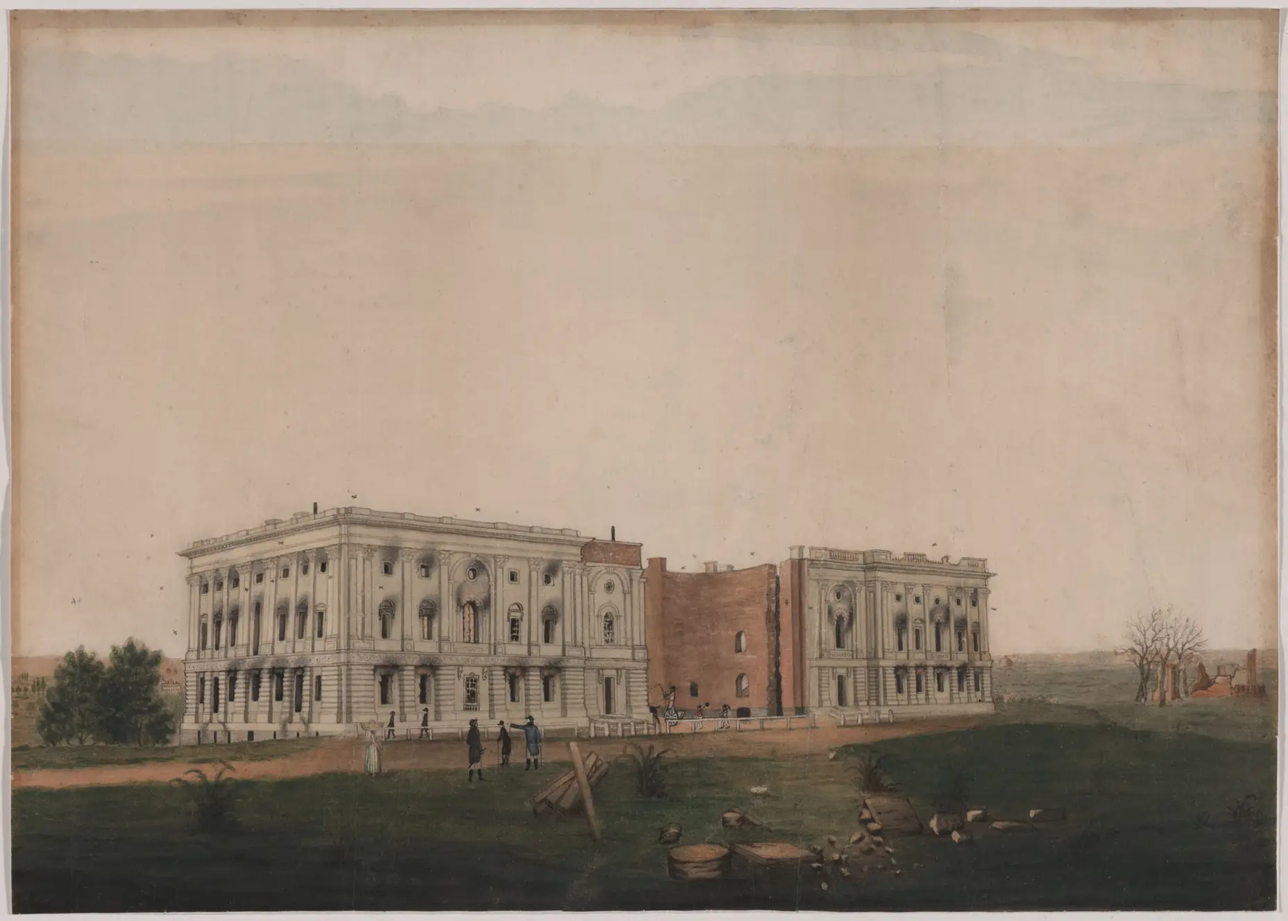 Das Kapitol in Washington in Brand gesteckt durch die Briten im Jahr 1814.