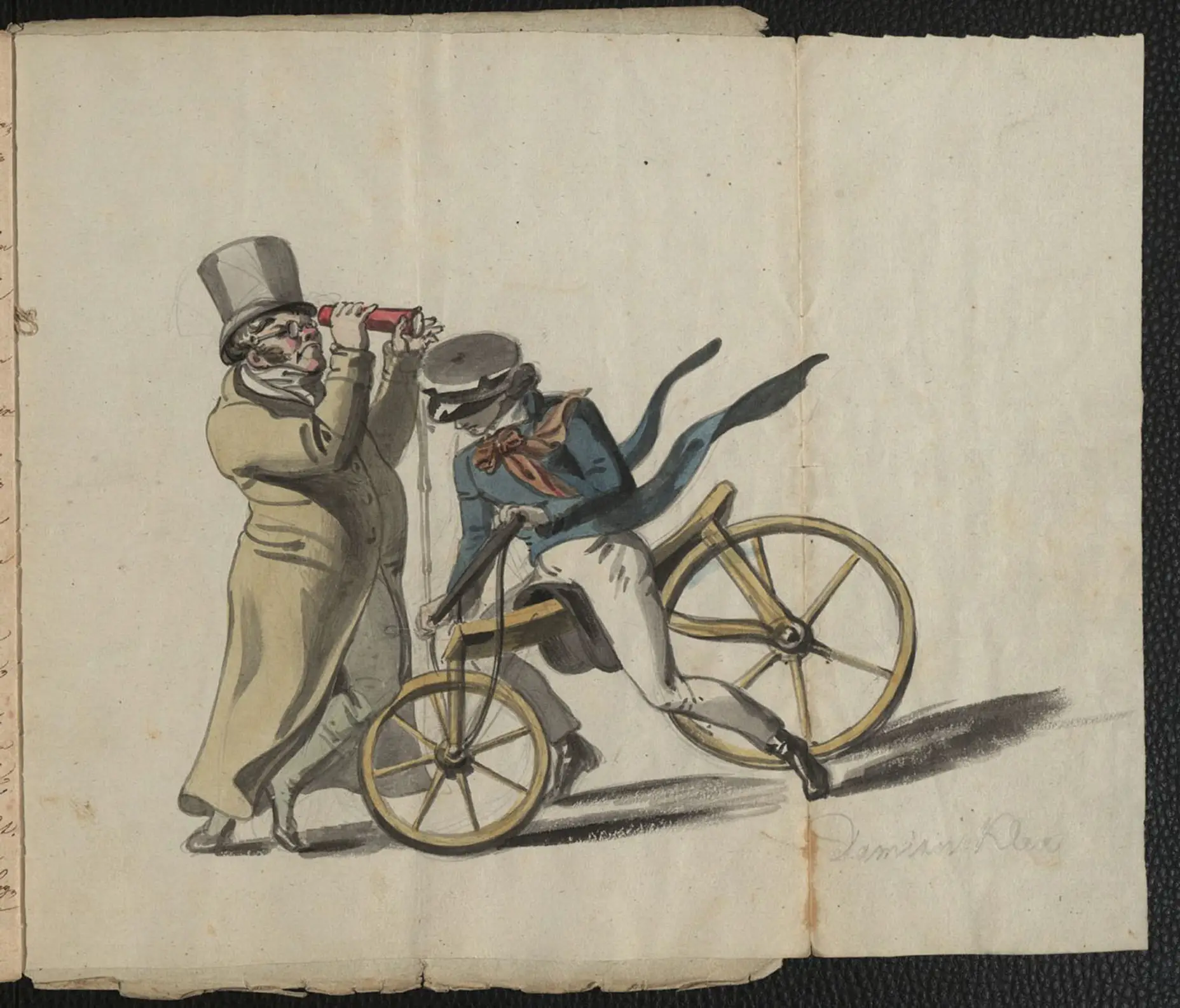 Bild von Franz Schubert und Maler Leopold Kupelwieser in einer Karikatur.